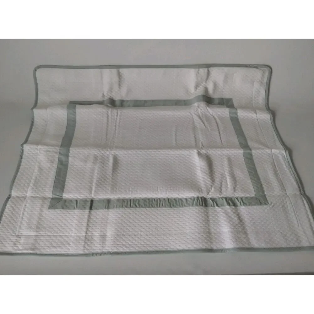 Pottery Barn Kendall Matelasse Standard Sham White Sea Green 26 x 20